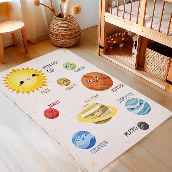 tapis enfants beige planète